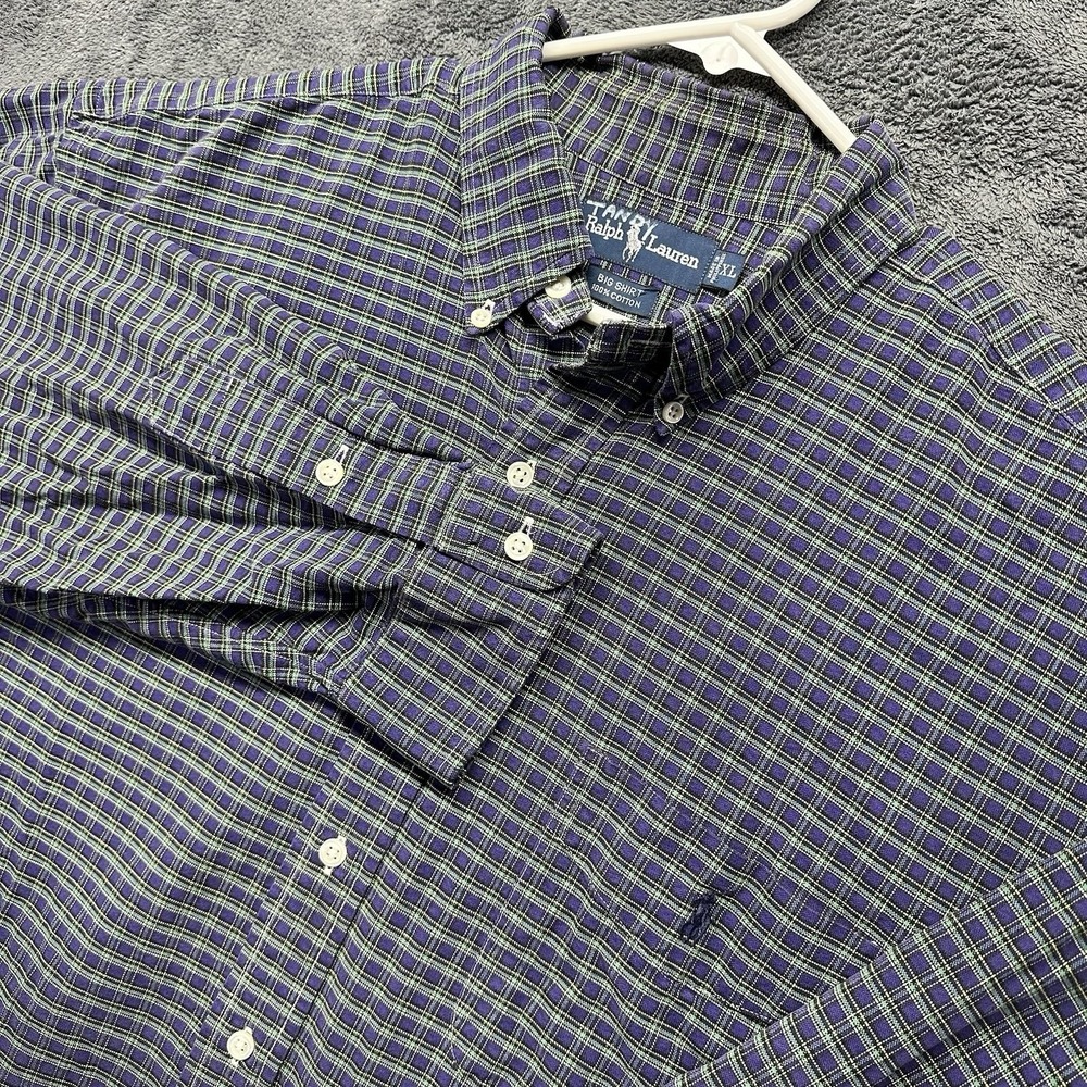 Ralph Lauren Button Down Shirt Mens XL Mardi Gras Gingham Check Plaid Preppy
